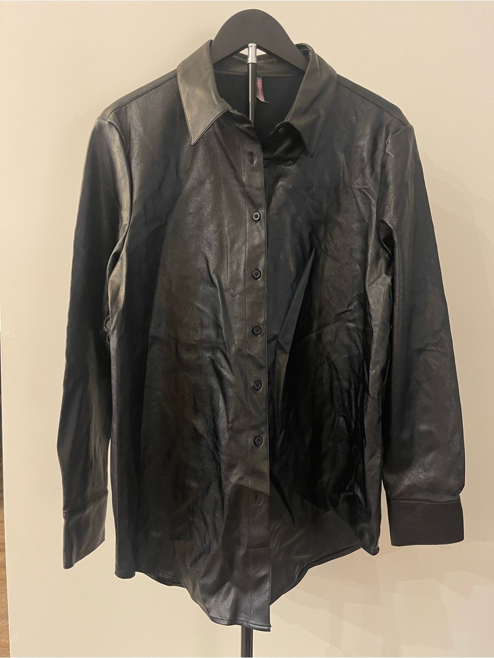 Commando Black Vegan Leather Button-Front Shirt/Jacket